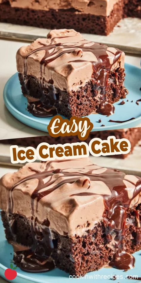 Easy Ice Cream Cake Recipe - Cooking with Recipes Chocolate Ice Cream Cake Recipe, Ice Cream Cake Recipe Easy, Easy Ice Cream Cake Recipe, Frosting Fudge, Ice Cream Sandwich Cake Recipe, Best Ice Cream Cake, Fudge Topping, Diy Ice Cream Cake, Christmas Ice Cream Cake