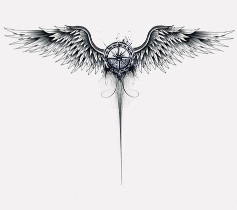 Tato Phoenix, Tattoo Side, Wing Tattoos On Back, Nape Tattoo, Minimal Tattoo Design, Kunst Tattoos, Wing Tattoo Designs, Phoenix Tattoo Design, Tato Lengan