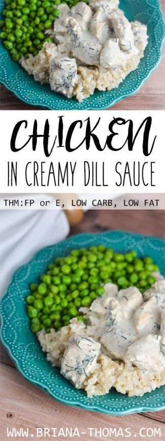 Chicken in Creamy Dill Sauce - THM: FP or E - low fat - low carb - gluten free - egg free - nut free - Trim Healthy Mama Fuel Pull or E meal - family skillet dinner  #brianathomas #trimhealthymama #thm #healthyeating #healthyrecipes #recipes  #sugarfree #lowglycemic #fuelpull #fuelcycle #lowcarb #lowfat #chicken #creamy #dill #sauce #Emeal Thm Fp Meals, Thm E Dinner, Thm E Recipes, Thm Fp, Briana Thomas, Dill Chicken, Fuel Pull, Thm Dinner, Creamy Dill Sauce