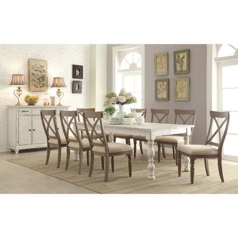 Found it at Wayfair - Jonquille Extendable Dining Table Dining Room Table And Chairs, White Dining Room, White Dining Table, Riverside Furniture, 7 Piece Dining Set, Rectangle Dining Table, Kitchen Table Settings, Farmhouse Dining Table, Farmhouse Dining Room