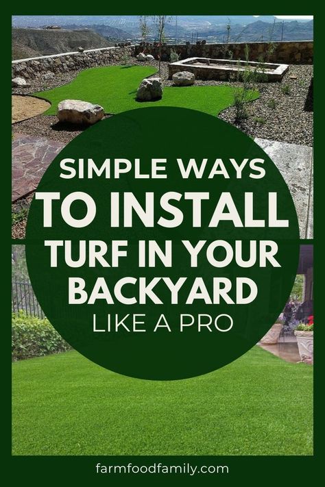 How to Install Turf in Your Backyard (4 Easy Steps) 23 How To Install Turf Backyard, Turf Grass Backyard Ideas, Small Turf Backyard Ideas, Synthetic Turf Backyard, How To Lay Turf, Turf Backyard, Installing Artificial Turf, Arizona Backyard, Turf Installation