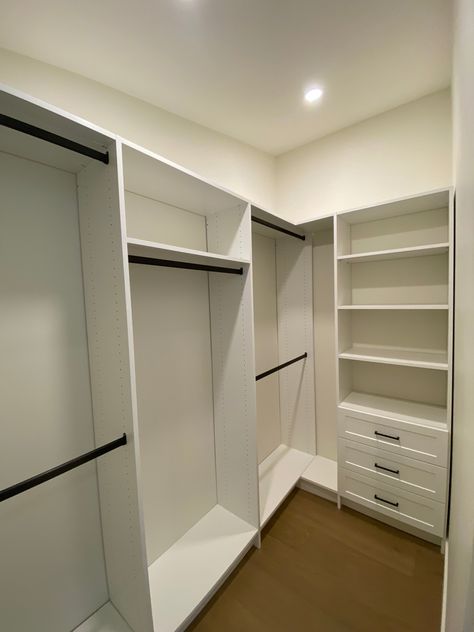 Straight Closet Ideas, Maximum Closet Space, L Closet Ideas, Custom Closet Layout, 4 Ft Closet Ideas, Half Walk In Closet Ideas, Walk In Closet Ideas 7x7, Wall Closet Remodel, Rectangular Closet Designs