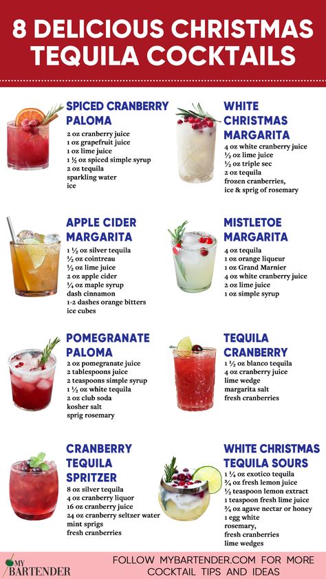 Christmas Tequila Cocktails Good Christmas Alcoholic Drinks, Holiday Punch Recipes Alcoholic Tequila, Holiday Punch With Tequila, Mixed Drinks For Christmas, Christmas Cocktail Flights, Christmas Party Ideas Drinks, Christmas’s Cocktails, New Years Drinks With Tequila, Christmas Spiked Drinks