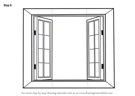 Window Drawing Ideas, Window Sketch, Conceptual Model Architecture, Drawing Furniture, Back Drawing, Window Drawing, Doodle Frames, Window Furniture, Learn Drawing