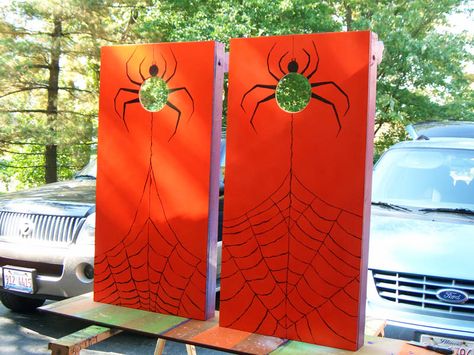 Cornhole Halloween Cornhole, Halloween Carnival Games, Kids Night Out, Fall Festival Games, Diy Cornhole Boards, Fall Harvest Party, Corn Hole Diy, Fall Carnival, Cornhole Designs