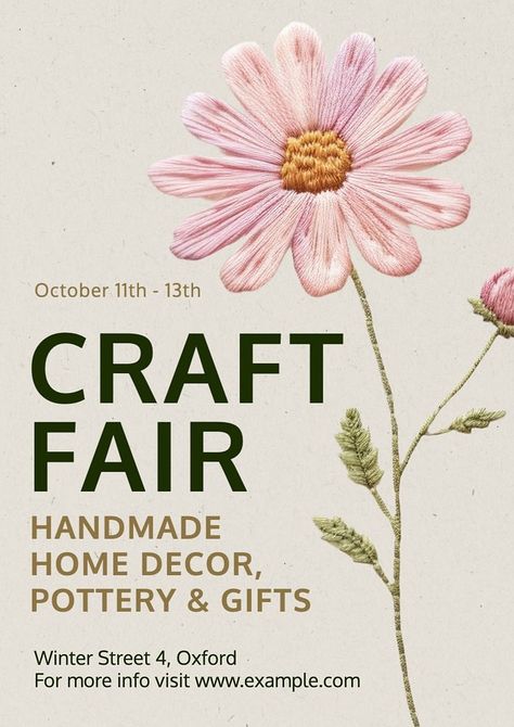 Craft fair poster template | premium image by rawpixel.com / Tang Fair Poster Ideas, Idea Template, Fair Poster, Easter Poster, Aesthetic Templates, Daisy Daisy, Maze Runner Movie, Flowers Illustration, Social Post