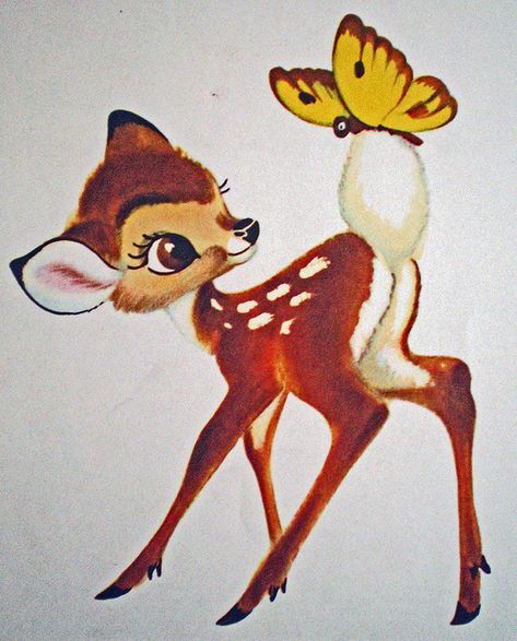 Vintage Bambi Book from the Walt Disney Movie~ A Big Golden Book~1949 Vintage Bambi, Golden Book, Disney Movie, Vintage Illustration, Walt Disney, Deer, Disney