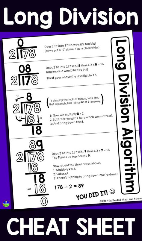 Long Division With Decimals, Division With Decimals, Division Algorithm, Partial Quotients, Math Word Wall, Division Math, Long Division Worksheets, Math Word Walls, Long Division