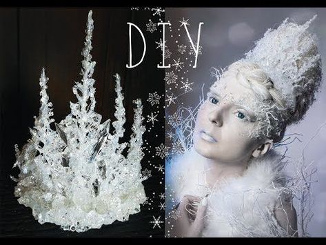 Ice Queen Makeup Tutorial | DIY Ice Crown | Jordan Hanz - YouTube White Witch Costume, Makeup Tutorial Halloween, Ice Crown, Snow Queen Costume, Ice Queen Costume, Ice Queen Makeup, Ice Witch, Make Up Diy, Youtube Halloween