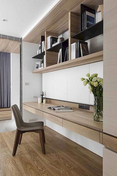 Design De Configuration, Contemporary Home Office, Office Layout, Small Home Office, Workspace Design, Design Del Prodotto, Modern Home Office, Home Office Setup, Wooden Desk