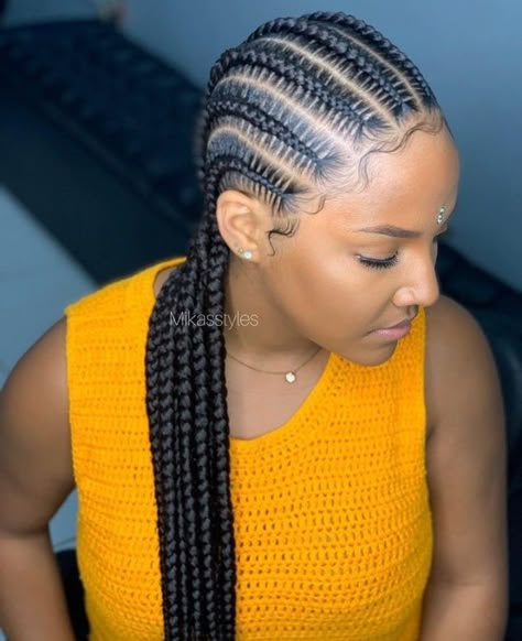 Large Scalp Braids, Medium Stitch Braids Cornrows, Hairpiece Hairstyles For Black Women, Latest Knotless Braids Hairstyles, Simple Cornrow Braids, Feed In Braids Hairstyles Cornrows, Simple All Back Cornrows Hairstyles, Cornrows And Twists, Stitch Braids Cornrows