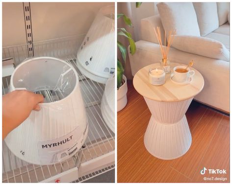 Ikea Side Table Hack, Ikea Lampshade, Ikea Side Table, Room Side Table, Cute Living Room, Living Room Side Table, Lazy Susan, Ikea Hack, Lampshades