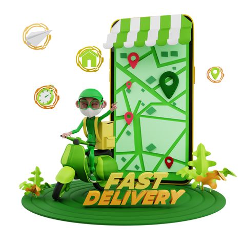 Delivery Illustration, Online Illustration, Facebook Cover Design, Png Free Download, Online Delivery, Banner Template Design, Mobile Shop, 3d Render, Flat Illustration