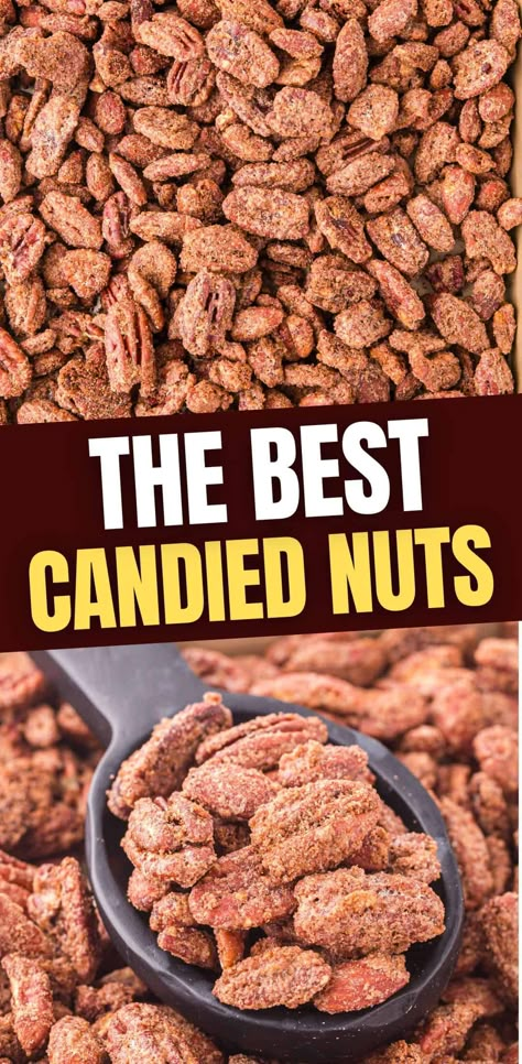 Candied Nuts Candied Pecans Easy, Roasted Pecans Recipe, Random Desserts, Candied Nuts Recipe, Pecan Recipe, Candied Pecans Recipe, Baked Caramel, Glazed Pecans, Candied Almonds