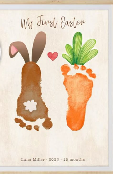 Baby Easter Crafts, Baby Footprint Crafts, Nicu Crafts, Perlengkapan Bayi Diy, Baby Art Crafts, Print Crafts, Footprint Crafts, Baby Art Projects, Baby Footprint