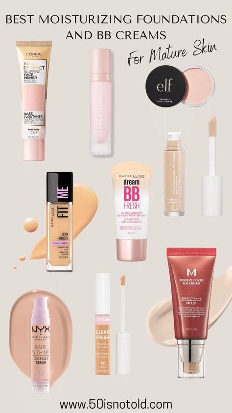 Best foundations and BB Creams graphic Best Bb Cream, Amazon Hair, Bb Creams, Designer Inspired Handbags, Essential Makeup, Best Foundations, Moisturizing Foundation, Makeup Advice, Fresh Makeup