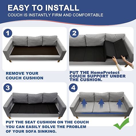 Amazon.com: HomeProtect Couch Supports for Sagging Cushions 20"x67" Sofa Cushion Support Board Cushion Support Insert Under Couch Seat Saver Replacement Fix Sagging Cushions - 50% Thicker : Home & Kitchen Couch Seats, Old Sofa, Material Board, Couch Cushion, Sitting Posture, Couch Cushions, Sofa Cushion, Indoor Furniture, Cushions On Sofa