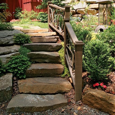 How to Build Dry-Laid Stone Steps - Fine Homebuilding Stairs To Backyard, Landscaping 101, Natural Stone Steps, Landscape Bricks, Fine Homebuilding, How To Build Steps, Stone Landscaping, Building Foundation, Masonry Work