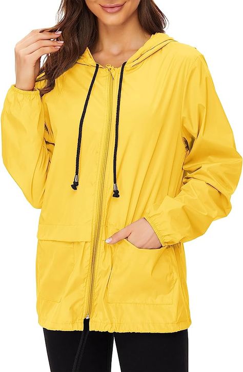 Fabric: Zando rain coat is made of good quality polyester, having good performance in waterproofness and windproofness. Made in USA or Imported Zipper closure Hand Wash Only Rain Jackets For Women, Rains Long Jacket, Rain Coats, Mens Rain Jacket, Women's Windbreaker, Windbreaker Jacket Women, Yellow Raincoat, Rain Jacket Women, Hooded Raincoat