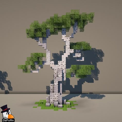 Minecraft Build Decoration, Minecraft Lawn Ideas, Minecraft Fairy Garden Ideas, Minecraft Custom Trees Ideas, Natural Minecraft Builds, Minecraft Stair Railing, Swan Minecraft, Minecraft Birch Builds, Tree Minecraft Ideas