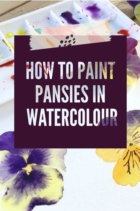 Learn this easy technique on how to paint pansies in watercolor applying the loose watercolor painting style. Pansies Watercolor Painting, Watercolor Pansy Tutorial, Pansy Watercolor Paintings, Watercolor Pansies Tutorial, Watercolours Flowers, Pansies Watercolor, Painting Pansies, Pansy Watercolor, Watercolor Pansies