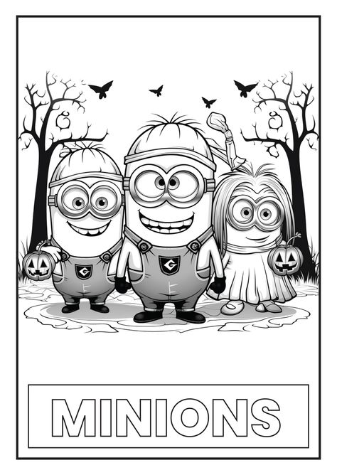 Dive into the hilarious Halloween world of the Minions with our coloring page. Add your own splash of color to these lovable, mischievous characters dressed up in spooky costumes. Perfect for kids and kids-at-heart, this coloring page guarantees a minion-tastic adventure and Halloween hilarity. Share your minion masterpiece with friends and family, and let the Halloween mischief commence! 🎃💛🖍️ Minions Halloween, Minion Mayhem, Minion Halloween, Character Dress Up, The Minions, Spooky Costumes, Halloween Coloring Pages, Heart For Kids, Halloween Coloring