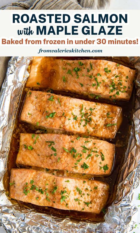 Bake Frozen Salmon, Salmon Filet Recipe, Maple Salmon Recipes, Frozen Salmon Recipe, Cook Frozen Salmon, Salmon Recipes Oven, Filet Recipes, Salmon Fillet Recipes, Oven Salmon