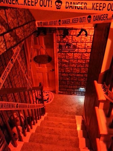 Villain Lair Interior, Halloween Party Basement Decor, Basement Halloween Party Decor, Halloween Basement Party, Halloween Basement, Basement Halloween Party, Basement Party, Haunted Hallway Ideas, Halloween Decorations Indoor Scary