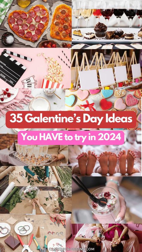 From making DIY charm necklaces to hosting a Bring-Your-Own-Board night, these are the best Galentines day ideas to make Feb 13th special! The ultimate girls night ideas for a night out or a night in with your gal pals! #cassiescroggins #galentinesday #girlsnight December Girls Night Ideas, Girls Night Holiday Craft, Girls Night Hosting Ideas, Girls Board Night, Arts And Crafts With Friends, Girls Night Ideas For Adults, Girls Night In Craft Ideas, Girls Get Together Ideas, Galentines Activity Ideas Girls Night