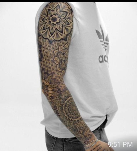 Full Hand Mandala Tattoo, Full Arm Mandala Tattoo, Men’s Mandala Tattoo, Mandala Sleeve Tattoo Men, Mandala Sleeve Tattoo Design Men, Masculine Mandala Tattoo, Mandala Tattoo Design Mens Hand, Mandala Tattoo Sleeve For Men, Mandala Sleeve Tattoo Design