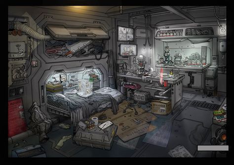 Flipflop's Progress Thread - Polycount Forum Hacker Room, Cyberpunk Interior, Cyberpunk Room, Scifi Interior, Interior Concept Art, Art Cyberpunk, Spaceship Interior, Sci Fi Environment, New Retro Wave