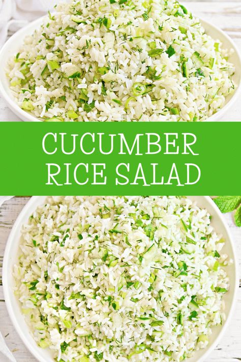 Cucumber Rice Salad, Cucumber And Rice Recipes, Cold Rice Side Dishes, Cold Rice Recipes, Rice And Cucumber, Rice Bowl With Cucumber, Rice Cucumber Bowl, Rice Salad Recipes Cold Healthy, Cold Rice Salad Recipes Side Dishes