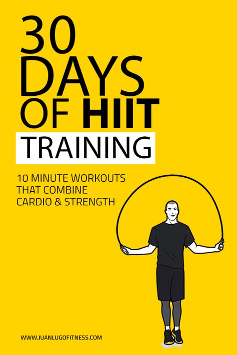 Complete 10 minute HIIT Workouts everyday, for 30 days. Hiit Training Workouts, Hiit Workouts For Men, Hit Training, Transformation Fitness, Training Workouts, Hiit Training, 10 Minute Workout, Challenge Yourself, Fitness Challenge