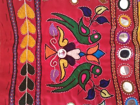 Hand made embroidery, gujarat Mirror Work Kurti Design, Kutchi Work, Sewing Painting, Garba Dress, Jewellery Bangles, Kutch Work Designs, Heirloom Traditions, Hand Work Design, Painting Embroidery