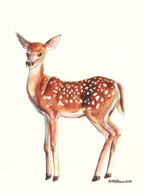 Dear Watercolor, Bambi Watercolor, Dear Drawing, Mini Sketch, Deer Art, Drawing Inspo, Animated Drawings, Watercolor Animals, Beautiful Nature