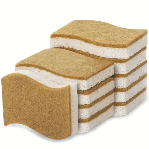 Sponges For Dishes - Natural Kitchen Sponge - Biodegradable Cellulose And Coconut Scrubber Sponge - Temu Eco Friendly Kitchen Products, Dish Sponge, Natural Sponge, Scrub Sponge, Natural Kitchen, Sustainable Kitchen, Bad Odor, Kitchen Sponge, Cleaning Walls