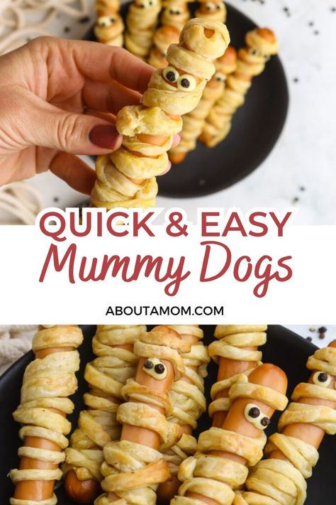 Turn ordinary hot dogs into spooky delights with our Hot Dog Mummies recipe! These adorable mummy-shaped treats are perfect for Halloween parties or a fun snack any time of the year. Wrap your franks in dough and watch them come to life in deliciously eerie fashion. Mummy Hot Dogs Recipe, Mummy Hot Dogs, Mummy Recipes, Mummy Dogs, Hot Dog Recipes, Fun Easy Recipes, Halloween Treat, Tasty Bites, Dog Recipes