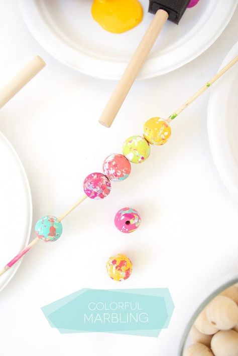 Grab some paint and learn how to paint wooden beads in a variety of different patterns.. Paint Wooden Beads, Wooden Bead Jewelry, Wood Beads Diy, Hand Painted Beads, Wooden Bead Garland, Wooden Bead Necklaces, Learn How To Paint, Wood Bead Garland, Love Craft