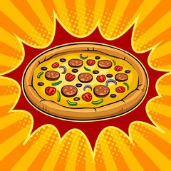 Free Vector | Italian pizza pop art style Pizza Pops, Pop Art Food, Pop Art Vector, Pop Art Patterns, Retro Vector Illustration, Art Vector Illustration, Kids Art Galleries, Pizza Art, Retro Comic Book