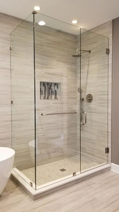 Custom frameless clear tempered glass shower enclosure All Glass Shower Doors, Glass Shower Enclosures Small Bathrooms, Tempered Glass Shower Door, Shower Enclosures Ideas, Bathroom Shower Cubicle Ideas, Small Bathroom Shower Glass Door, Shower Cubicles Ideas, Shower Cubicle Ideas Modern, Full Glass Shower Enclosure