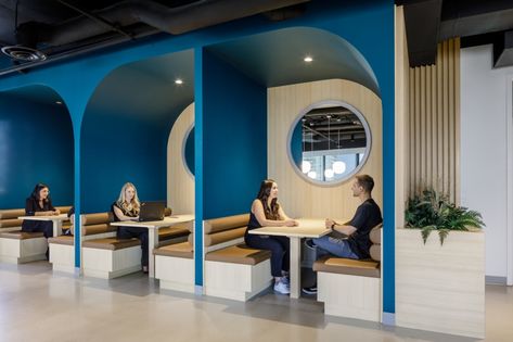 Westland Insurance Offices - Surrey | Office Snapshots Office Booth Design, Booth Seating Design, Student Hotels, Office Booth, Booth Seat, Seating Design, Corporate Office Design, Office Pods, Booth Seating