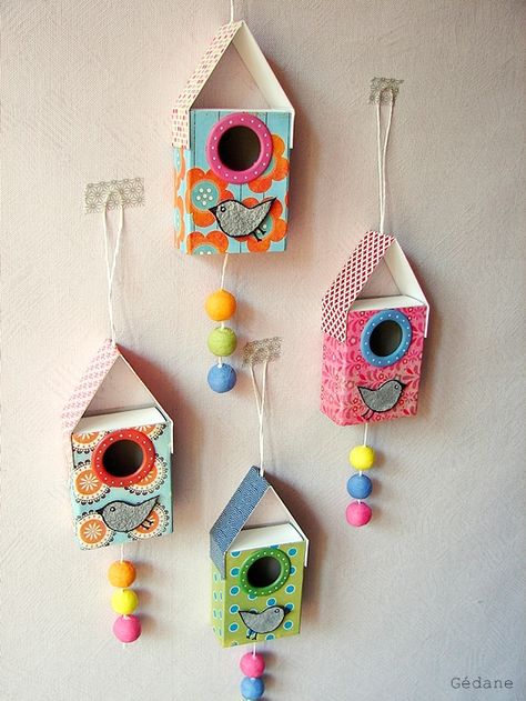 Matchbox Crafts, Birdhouse Craft, Matchbox Art, Childrens Crafts, Diy Home Crafts, Spring Crafts, Box Art, Craft Activities, Paper Crafts Diy