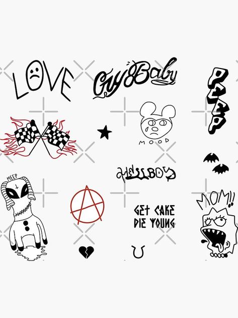 Lil Peep Stickers, Lil Peep Tattoo, Peep Tattoo, Lil Peep Merch, Stick Tattoo, Tatoo Inspiration, Grunge Tattoo, Graffiti Tattoo, Sharpie Tattoos