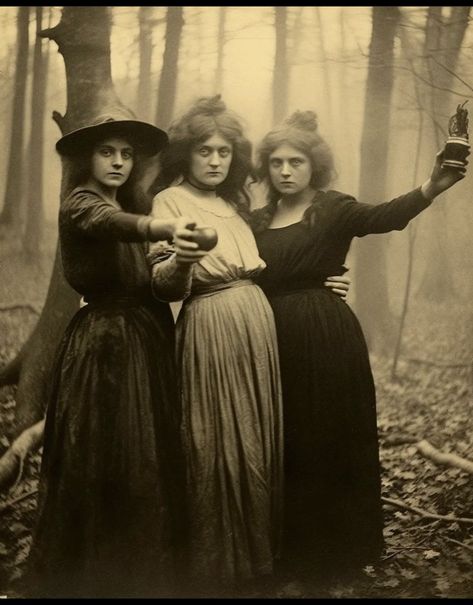 Vintage Witch Photos, Witch Photos, Vintage Halloween Photos, Vintage Halloween Images, Witch Pictures, Three Witches, Witch Coven, Vintage Witch, Vintage Goth