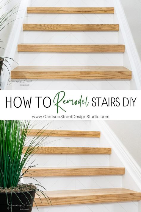 Stair Nose Ideas, Stair Hacks, Modern Stair Treads, Refinish Stairs, Diy Floors, Staircase Renovation, Diy Stairs Makeover, Stairs Diy, Redo Stairs