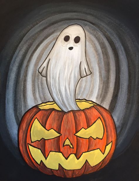 Beginner Paint Night Ideas, Arte Hippy, Cute Halloween Drawings, Halloween Canvas Paintings, Halloween Canvas Art, Fall Canvas Painting, Halloween Artwork, Halloween Painting, Halloween Drawings