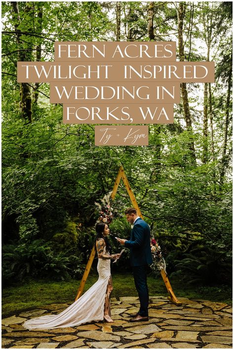 Fern Acres Twilight Inspired Wedding in Forks, WA Fern Acres Wedding, Decorate Backyard, Twilight Inspired Wedding, Twilight Vibes, Forest Wedding Venue, Forest Backdrops, Sparkler Send Off, Twilight Fans, Dream Day