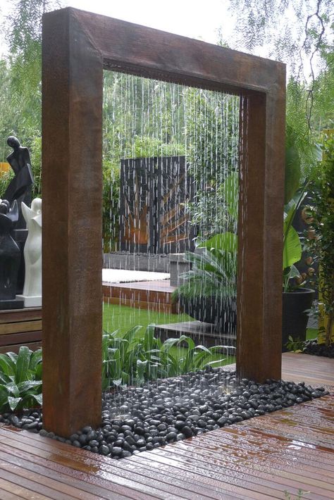 Taman Air, Backyard Water Feature, Waterfalls Backyard, Water Fountains Outdoor, Outdoor Fountain, Diy Water, Water Walls, Fountains Outdoor, Kraf Diy