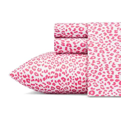 Betsey's Leopard 3-Piece Pink Animal Print Satin Twin Sheet Set Pink Sheet Set, Pink Sheets, Lightweight Bedding, Queen Sheets, Preppy Room, Sheet Sets Full, Twin Sheets, Twin Sheet Sets, Pink Bedding