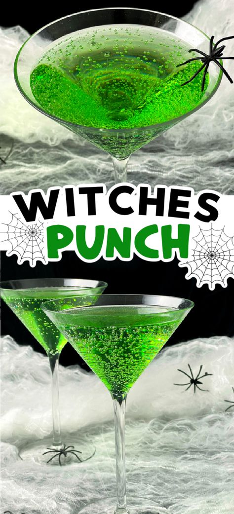 This easy spooky Halloween punch is the ultimate way to get the Halloween party started! Non alcoholic Halloween punch for kids and adults both. Halloween Punch Alcohol, Witches Brew Punch, Spooky Halloween Punch, Halloween Punch For Kids, Witch Brew Recipe, Punch Recipes For Kids, Halloween Party Menu, Fun Halloween Drinks, Halloween Party Punch